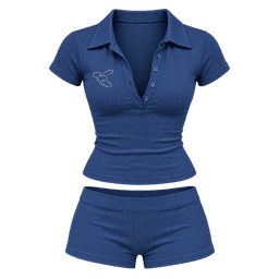 Garment mockup of LALA polo set - Ink blue