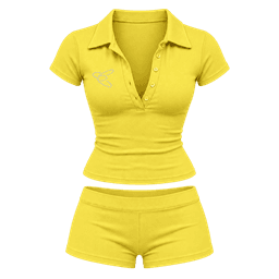 Garment mockup of LALA polo set - Lemon